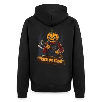 Trick Or Treat Freaky Halloween Pumpkin Gift - Unisex Premium Organic Zip Hoodie - black - Back - Nico (187cm)