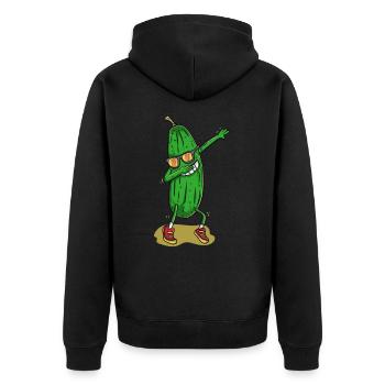 Funny dancing cucumber - Unisex Premium Organic Zip Hoodie - black - Back - Nico (187cm)