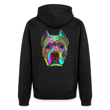 Splash Cane Corso Dog - Unisex Premium Organic Zip Hoodie - black - Back - Nico (187cm)