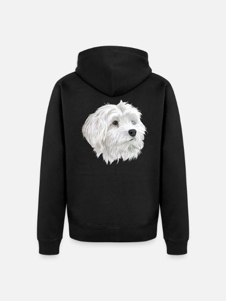 Maltese Dog - Unisex Premium Organic Zip Hoodie - black