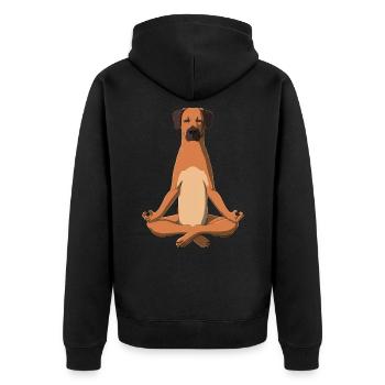 Yoga Rhodesian Ridgeback - Unisex Premium Organic Zip Hoodie - black - Back - Nico (187cm)