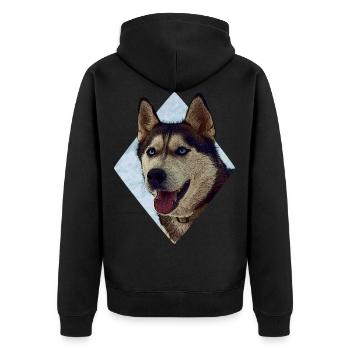 Husky - Unisex Premium Organic Zip Hoodie - black - Back - Nico (187cm)