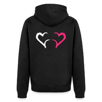 Coeur rose et blanc - Veste à capuche bio Premium Unisexe - noir - Dos - Nico (187cm)