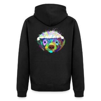 Splash Dachs - Unisex Premium Bio Zip Hoodie - Schwarz - Hinten - Nico (187cm)