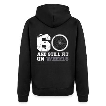 60th 60th birthday cycling cyclist gift - Unisex Premium Organic Zip Hoodie - black - Back - Nico (187cm)