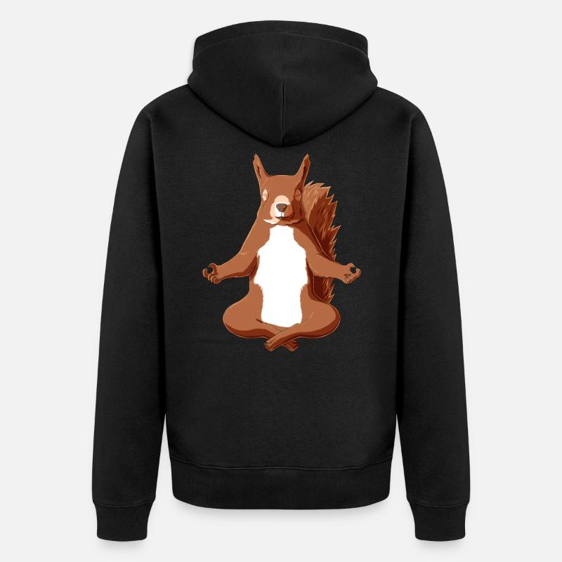 Yoga Eichhörnchen - Unisex Premium Bio Zip Hoodie - Schwarz
