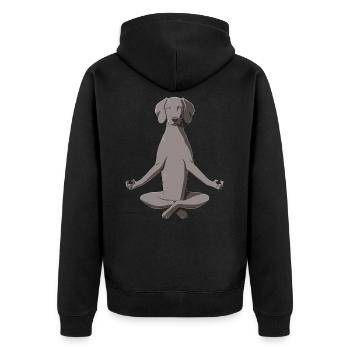 Yoga Weimaraner Hund - Unisex Premium Bio Zip Hoodie - Schwarz - Hinten - Nico (187cm)