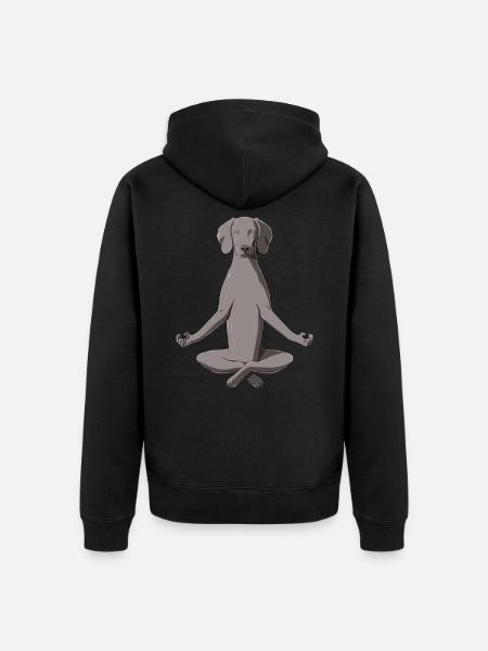 Yoga Weimaraner Hond - Uniseks Premium bio ziphoodie - zwart