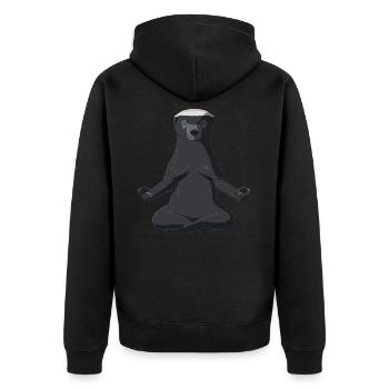Honig Dachs - Unisex Premium Bio Zip Hoodie - Schwarz - Hinten - Nico (187cm)