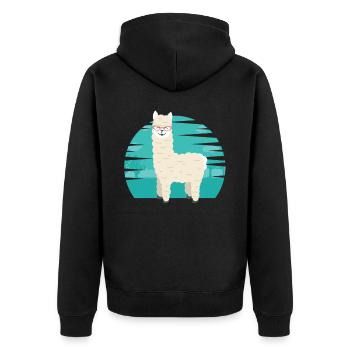 Lustiger Wiederkäuer-Säugetier-Alpaka-Guanaco-Kamel mögen - Unisex Premium Bio Zip Hoodie - Schwarz - Hinten - Nico (187cm)