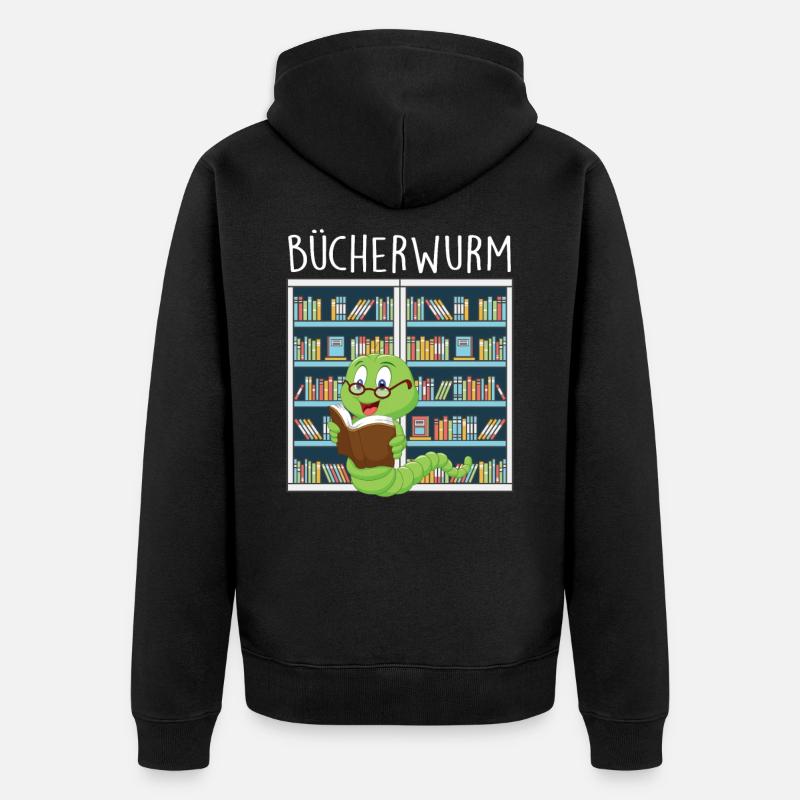 Bucherwurm dans la bibliothèque - Veste à capuche bio Premium Unisexe - noir