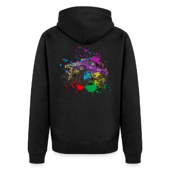 Splash Monster Truck - Unisex Premium Bio Zip Hoodie - Schwarz - Hinten - Nico (187cm)