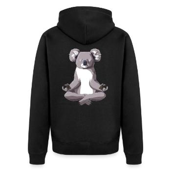 Yoga Koala - Unisex Premium Bio Zip Hoodie - Schwarz - Hinten - Nico (187cm)