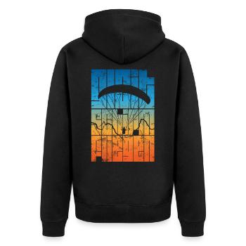 Cooles Geschenk für Gleitschirmflieger Paraglider - Unisex Premium Bio Zip Hoodie - Schwarz - Hinten - Nico (187cm)