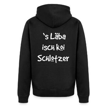 Lustiger schwäbischer Dialekt Spruch Geschenk - Unisex Premium Bio Zip Hoodie - Schwarz - Hinten - Nico (187cm)