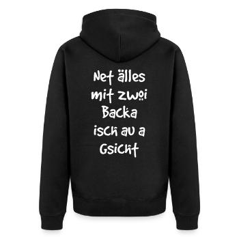 Lustiger schwäbischer Spruch Geschenk - Unisex Premium Bio Zip Hoodie - Schwarz - Hinten - Nico (187cm)