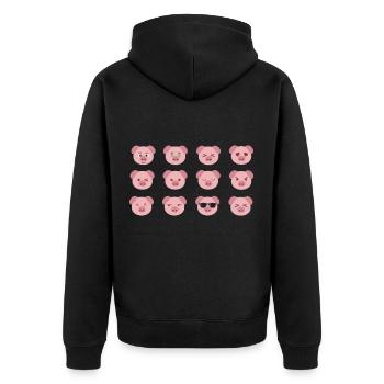 Visages de porc drôles. - Veste à capuche bio Premium Unisexe - noir - Dos - Nico (187cm)