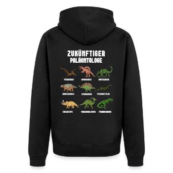 Die Zukunft - Dinosaurier Paläontologe! - Unisex Premium Bio Zip Hoodie - Schwarz - Hinten - Nico (187cm)