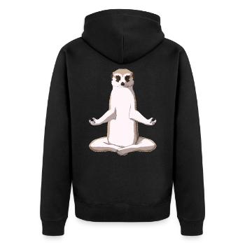 Meditation Erdmännchen - Unisex Premium Bio Zip Hoodie - Schwarz - Hinten - Nico (187cm)