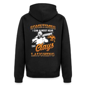 Tontaubenschießen Jagd Wildtierjäger - Unisex Premium Bio Zip Hoodie - Schwarz - Hinten - Nico (187cm)