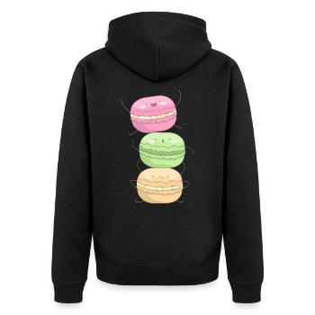 Cadeau drôle de macarons pour les boulangers - Veste à capuche bio Premium Unisexe - noir - Dos - Nico (187cm)