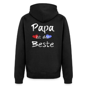 Papa ist der Beste Geschenk Papa Vatertag Herzen - Unisex Premium Bio Zip Hoodie - Schwarz - Hinten - Nico (187cm)