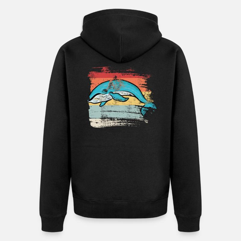 Baleine rétro - Veste à capuche bio Premium Unisexe - noir