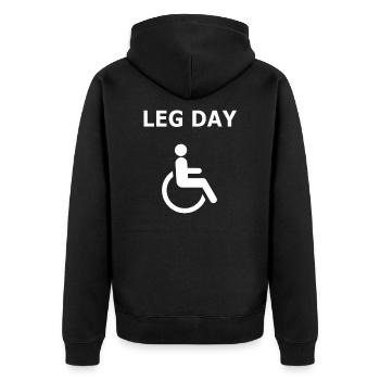 Leg Day Handicapped Wheelchair - Bodybuilder - Unisex Premium Bio Zip Hoodie - Schwarz - Hinten - Nico (187cm)