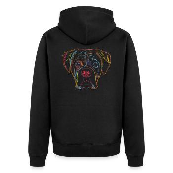 Boxer Dog Portrait - Unisex Premium Organic Zip Hoodie - black - Back - Nico (187cm)