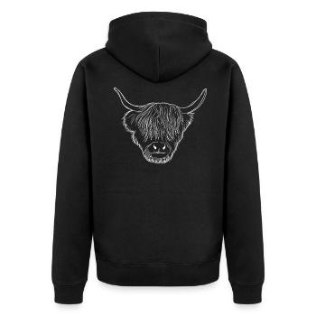 Bovin écossais des Hauts-Plateaux - Veste à capuche bio Premium Unisexe - noir - Dos - Nico (187cm)