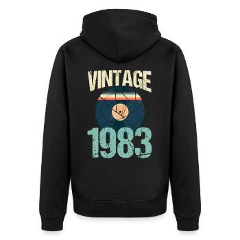 Retro Vintage 1983 37. Geburtstag Schallplatte Vinyl - Unisex Premium Bio Zip Hoodie - Schwarz - Hinten - Nico (187cm)