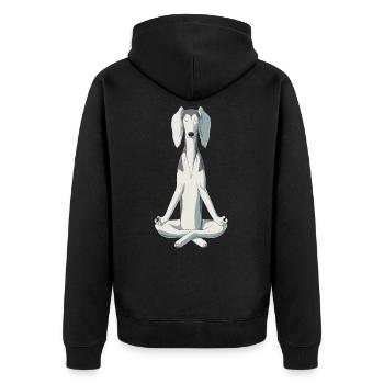 Dog Saluki dog meditate - Unisex Premium Organic Zip Hoodie - black - Back - Nico (187cm)