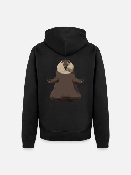 Biber Meditation - Unisex Premium Bio Zip Hoodie - Schwarz