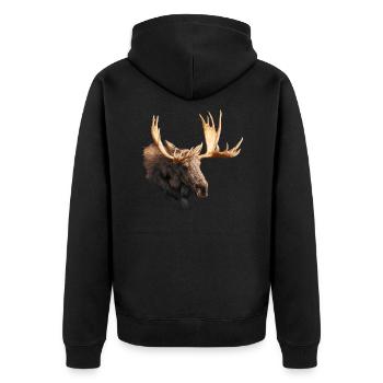 Elch - Unisex Premium Bio Zip Hoodie - Schwarz - Hinten - Nico (187cm)