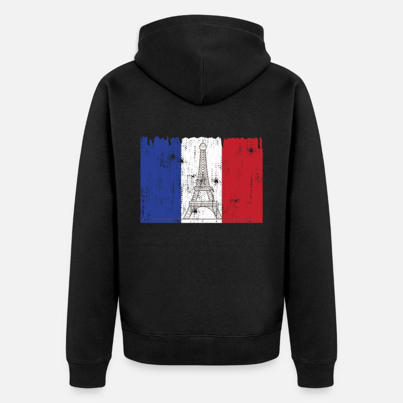 Drapeau français Tour Eiffel - Veste à capuche bio Premium Unisexe - noir