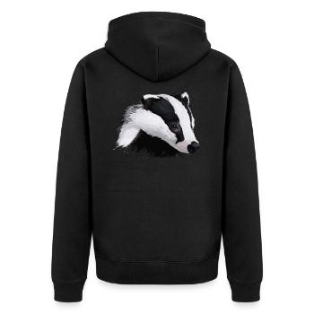 Dachs - Unisex Premium Bio Zip Hoodie - Schwarz - Hinten - Nico (187cm)