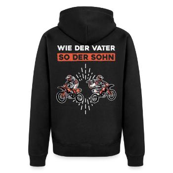Wie Der Vater So Der Sohn - Unisex Premium Bio Zip Hoodie - Schwarz - Hinten - Nico (187cm)