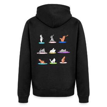 Yoga Hase Osterhase Ostern - Unisex Premium Bio Zip Hoodie - Schwarz - Hinten - Nico (187cm)