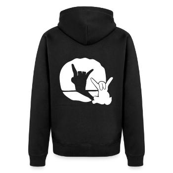Rock Hase Osterhase Ostern - Unisex Premium Bio Zip Hoodie - Schwarz - Hinten - Nico (187cm)