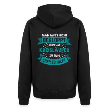 Handball Verein Kreisläufer Lustig Spruch - Unisex Premium Bio Zip Hoodie - Schwarz - Hinten - Nico (187cm)