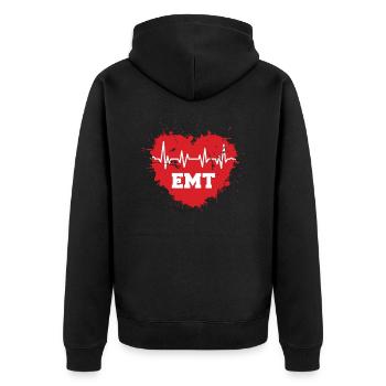 EMT Heartbeat EMS Emergency Paramedic Doctor - Unisex Premium Organic Zip Hoodie - black - Back - Nico (187cm)
