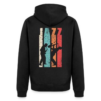 Jazz Retro Saxophon Musik Jazz Band Liebhaber - Unisex Premium Bio Zip Hoodie - Schwarz - Hinten - Nico (187cm)