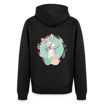 Dab Bunny Easter Funny Egg Hunt Festival Gift - Unisex Premium Organic Zip Hoodie - black - Back - Nico (187cm)