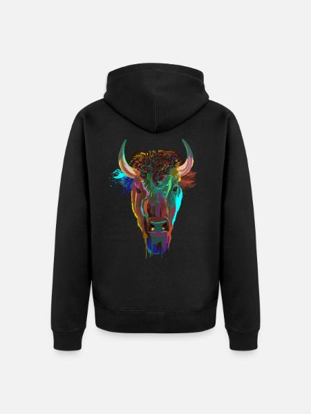 Splash Bison - Unisex Premium Bio Zip Hoodie - Schwarz