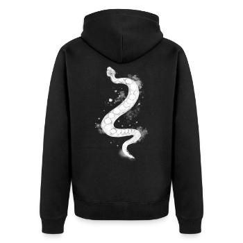 Schlange - Unisex Premium Bio Zip Hoodie - Schwarz - Hinten - Nico (187cm)