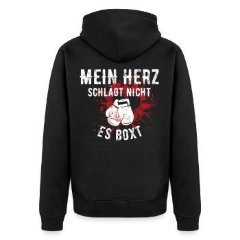 Boxen Kampf kämpfen Sport Kämpfer Geschenk Boxer - Unisex Premium Bio Zip Hoodie - Schwarz - Hinten - Nico (187cm)