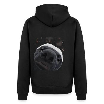 Curious Honey Badger - Unisex Premium Organic Zip Hoodie - black - Back - Nico (187cm)