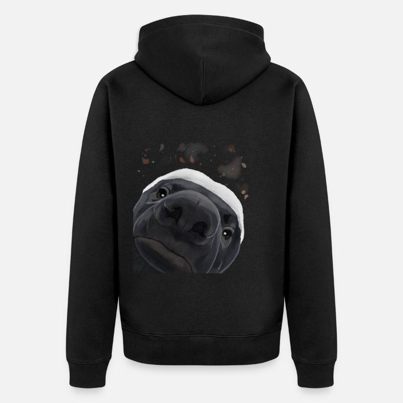Neugieriger Honigdachs - Unisex Premium Bio Zip Hoodie - Schwarz