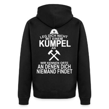 Kumpel Bergbau Ruhrpott Arbeit - Unisex Premium Bio Zip Hoodie - Schwarz - Hinten - Nico (187cm)