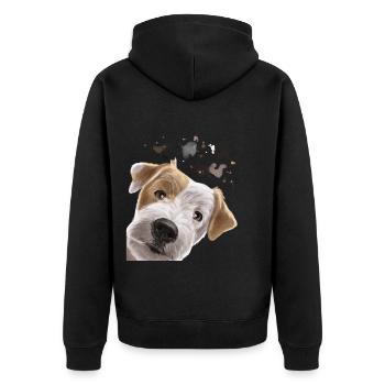 Curious Parson Russel Terrier Dog - Unisex Premium Organic Zip Hoodie - black - Back - Nico (187cm)